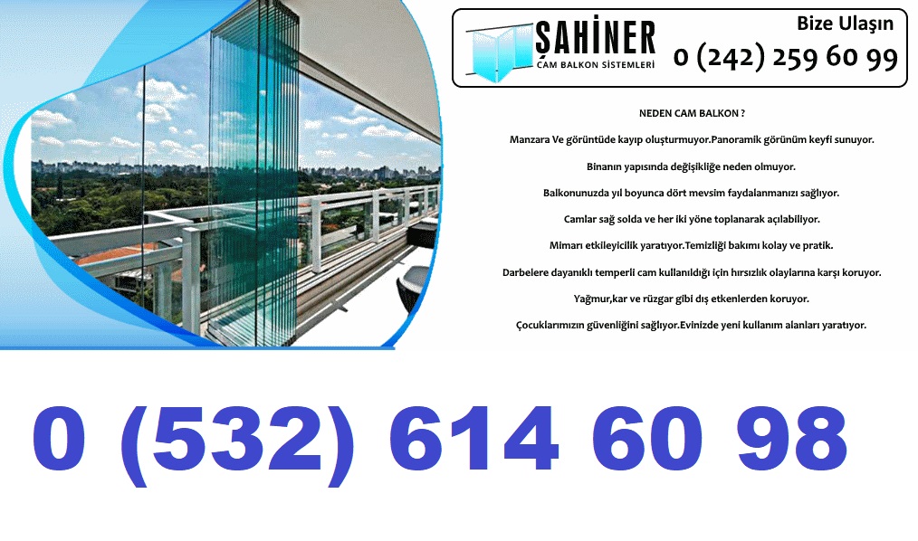 Finike Şahiner Cam Balkon - 0 (532) 614 60 98 - Finike Katlanır-Sürme-Jazuli-Giyotin-Isıcamlı Katlanır Sürme Cam Balkon-Tente-Işıklı Tente-Kış Bahçesi-Camlı Korkuluk-Küpeşte-Cam Oda